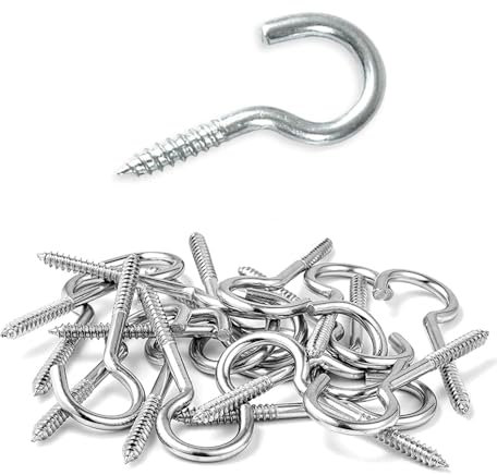 Ganchos de Tornillo - Paquete de 24 Ganchos de Tornillo de Tamaño Pequeño con Roscas, Ganchos Roscados de Pared, Ganchos de Pared Interiores y Exteriores para Colgar Lámparas (M3-40mm 24 piezas)