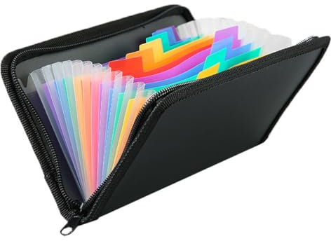 SGERUFZ Trieur à Compartiments pour A6 Organiseur de fichiers avec Fermeture éclair 13 Compartiments Porte Documents pour chèques factures reçus Billets