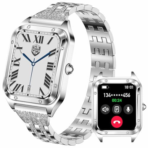 TAYSHILEY Smart Watch da donna, 1,59 pollici, Full Touch, Smartwatch da donna con monitoraggio della salute femminile, fitness tracker cardiofrequenzimetro (Argento pieno)