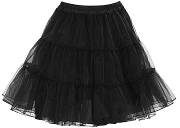 Wikoan Petticoat Unterrock Damen Reifrock Rock Crinoline Underskirt Reifrock Rock für 50er Vintage Cocktailkleid Petticoat Schwarz XXL