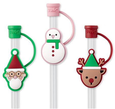 Swig - Set di 3 cannucce riutilizzabili con 3 coperture in silicone per cannucce, tappo con lunghezza della cannuccia personalizzabile, compatibili con bicchieri da 1,18 l, accessori per bicchieri