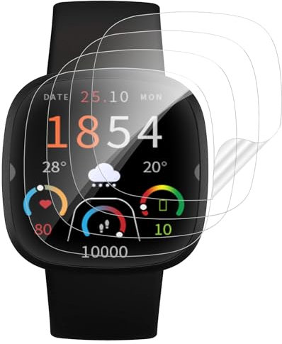 Carantee für Panzerglas für Fitbit Versa 3/Versa 4/Fitbit Sense 2/Fitbit Sense Schutzfolie, Weich TPU Displayfolie für Fitbit Sense Schutzglas, 3D Gebogenes, Blasenfrei für Versa 3 Displayschutz