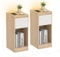 VASAGLE Nachttisch 2er Set, schmal, Beistelltisch, LED-Beleuchtung, 1 USB-A-Anschluss, 1 USB-C-Anschluss, Schublade, offenes Fach, für Schlafzimmer, Wohnzimmer, mandelgelb-wolkenweiß LET710Y01