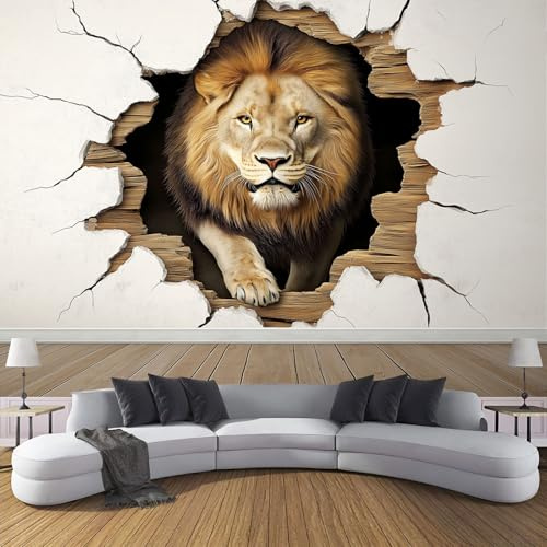 DLERFLOVR Papier Peint Panoramique Animaux Féroces Soie - 350X256Cm Papier Peint Géant 3D Salon Chambre Salle À Manger Chambre D'Enfant Papier Peint Décoration Murale - Mur De Lions