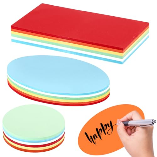 540 Stück Moderationskarten Set, Metaplankarten Rund, Oval und Rechteckig Bunte, Karteikarten Blanko Papier Karten für Büro Schule Präsentation und Bastelprojekte (3 Stlie + 6 Farben)