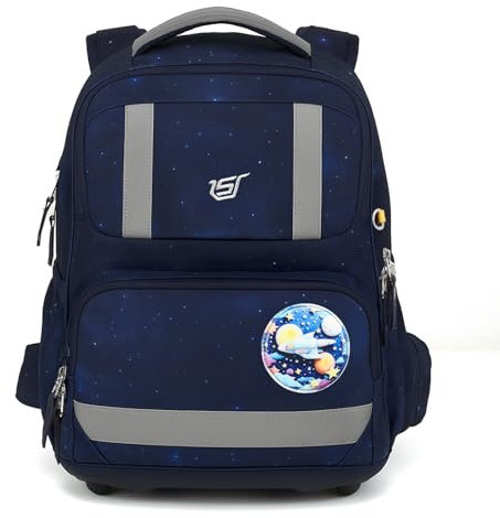 SKYSPER Schulranzen-Set 5-teilig, Schulrucksack Ergonomischer Tragesystem 16L Schulranzen mit 360° Reflektorstreifen für Mädchen Gungen Kinder 1. klasse für Reisen Sport