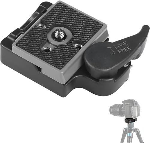 AONAYO Piastra a sgancio rapido per fotocamera, supporto treppiede, nero, adattatore a vite da 3/8-1/4, compatibile con Manfrotto 200pl-14, 496rc, 498rc2, 804rc2