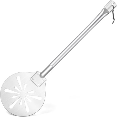 Leonyo - Pelle à pizza ronde perforée de 17,8 cm - Anti-adhésive et légère en acier inoxydable - Spatule tournante pour four maison, chefs, boulangers