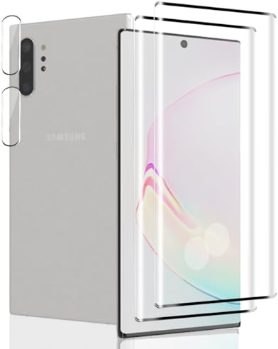 Jaavkkma 2 Pièces Verre Trempé pour Samsung Galaxy Note 10 Protection D'écran + 2 Pièces Protecteur Caméra, Dureté 9H/Sans Bulles, Protection Écran pour Galaxy Note 10 - HD Vitre Trempé