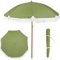 Sombrilla Con Flecos, Sombrilla Terraza Exterior Sombrilla de patio con flecos de 1,8 m - Sombrilla blanca for exteriores, piscina, mesa, jardín, terraza y playa - Poste inclinable con botón pulsador(