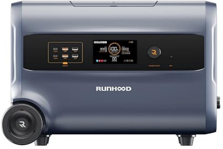 Runhood 2,4kWh All in one Balkonkraftwerk Speicher Batterie F2400 Erweiterbar bis auf 19,2kWh mit integriertem Wechelrichter, Plug & Play, App-Steuerung für solaranlage