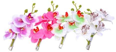 LIGIGWASH 4 Künstliche Orchideen Haarspangen aus Stoff für Frauen und Mädchen für Hochzeit und Fest