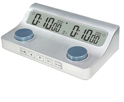 Oniissy Go Chess Clock Timer für Brettspiele, 9h59m Countdown mit Schritt-Timing, Bewegungszählung und Sound, kompatibel mit Go, Schach, Shogi, schwarzes ABS-Design