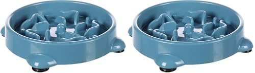 Flamingo Gamelle Anti-glouton pour Chien - Slow Feeder Beno Rond - S | 16 cm x 16 cm x 3,5 cm - 300 ML - Chihuahua, Yorkshire Terrier, Shih Tzu, Jack Russell, Bichon Frisé - Couleur Pétrole (Lot de 2)