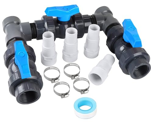 SWAWIS Pool Bypass Set 32/38mm Wärmepumpe Pool Bypass Poolheizung DN50 | Wärmepumpe Solar Heizung PVC Rohr Kugelhahn DN50, Präzise Regulierung des Wasserdurchflusses