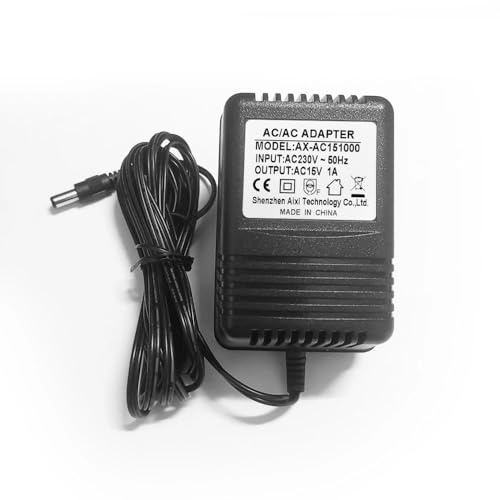 aixi-SHS AC/AC-Adapter AC-Ausgang 15V 1A, Transformator 230Vac zu 15Vac EU-Netzadapter 1000mA