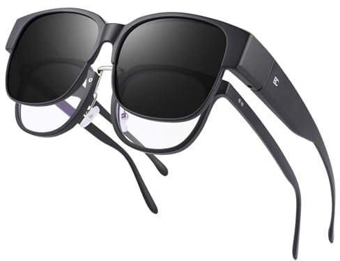 Bircenpro Überzieh Sonnenbrille für Herren Damen: Polarisiert TR90 Rahmen Sonnenbrille UV-Schutz Quadratisch Überbrille für Fahren Golfen