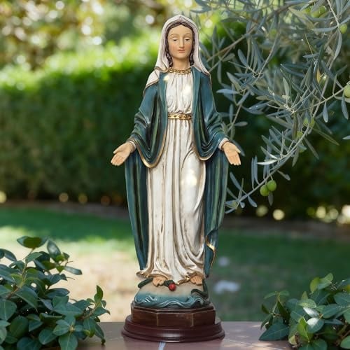 Hometopia 64cm Marienstatue Jungfrau Maria, Religiöse Heilige Maria Statue aus Polyresin, Christliche Deko Figur für Gebetsraum, Kapelle, Garten & Zuhause, Christliche Geschenke EIN Geschenk für Mama