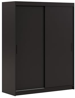 Margaret Hadas24 Kleiderschrank IGA, Organizer, Mehrzweckschrank, Schwebetürenschrank, Garderobenschrank, Kleiderstange, Kleiderständer, Schrank, Schwebetürenschrank (schwarz, 120 cm)