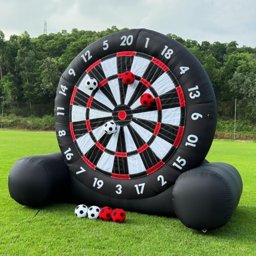 Rhyxandra inflantteble Fussball Dart Aufblasbar,3M Fussball Dart aufblasbar Outdoor,fußballdart mit Gebläse und 8 Ballen,fußball dartscheibe furGarten Partys, Wasserdichtes Sportspiel. (Style C)