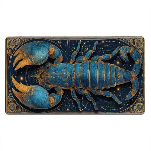 Tapis de Souris Gamer, 500x250mm Tapis de Souris XXL Gaming Grand, Clavier Lavable Desk Mat Bureau Caoutchouc Antidérapant Étanche, Bords Cousus, Gamer Ordinateur PC, Constellation Scorpion xR5-857