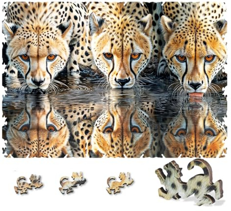 Wentworth Wooden Puzzles The Puzzle That Can't Be Tamed - 251 Pcs Extra Difficult Adult Jigsaw Puzzle, Big Cat Themed Irregular Pieces, M. Farella Design - Sustainably Sourced and British Made