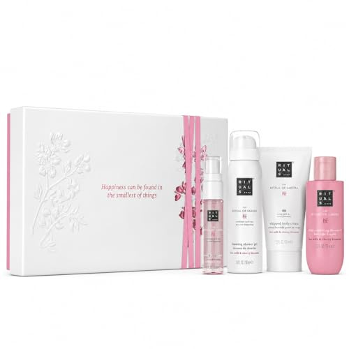 RITUALS The Ritual of Sakura Small Gift Set – 4-Piece Bath and Body Gift Box for Women with Foaming Shower Gel, Body Cream, Shower Oil & Mist – Enriched with Renewing Rice Milk and Cherry Blossom