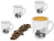 Van Well 4er Set Kaffee-Becher 330 ml I Marken-Porzellan-Tassen in Weiß I Kaffee-Tassen-Set für 4 Personen I Kaffee-Tasse mit Henkel mikrowellengeeignet I Kaffee-Service in Black Flower-Dekor