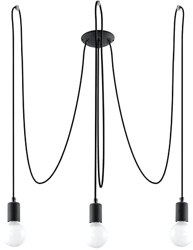 SOLLUX Pendant Lamp Edison Unique Design Without Lampshade Minimalist Lighting Minimalist Lighting LED Light Bulb Black Colour Triple