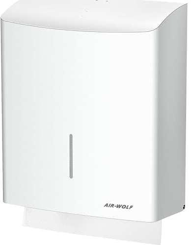 AIR-WOLF | Edelstahl-Papierhandtuchspender | Ca 600 Falthandtücher, Edelstahl weiß
