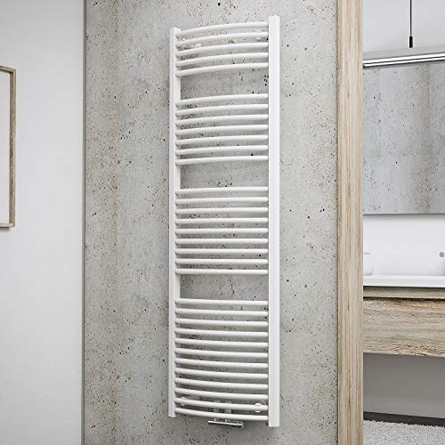 Schulte Bad-Heizkörper München Rund, 157 x 50 cm, 776 Watt Leistung, Mittelanschluss, alpin-weiß, Heizkörper für Zweirohr-Systeme
