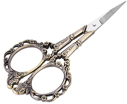 ASHATA Vintage antike Schere, Edelstahl Antike Nähschere Schere Old Bronze Europäischen Schneider,Retro Klassischen Vintage Handwerk Nähen Schneider Kreuzstich Schere 3 Farben