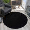 SANAT Teppich Rund - Schwarz Hochflor, Langflor Modern Teppiche fürs Wohnzimmer, Schlafzimmer, Esszimmer oder Kinderzimmer, Größe: 80x80 cm