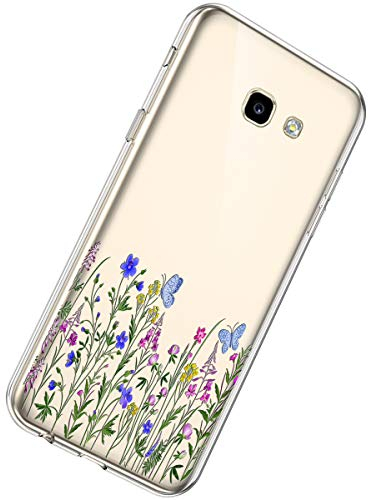 Herbests Kompatibel mit Samsung Galaxy A3 2017 Hülle Handyhülle Blume Muster Weich Silikon Transparent Ultra dünn Schutzhülle Klar Dünn Kratzfest Stoßfest Case TPU Schutz Handytasche,Blumen #24