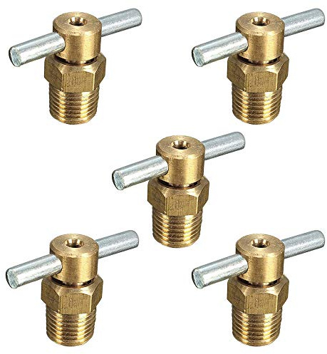 SMTHOME 1/4'' NPT Brass Water Drain Valve for Train/Air Compressor Tanks Replacement Part, Set of 5