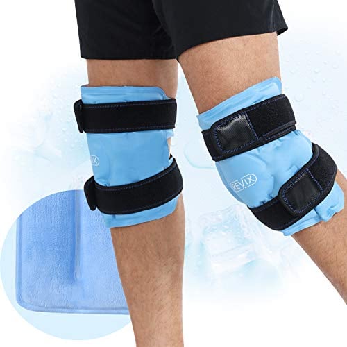 REVIX Bolsas de hielo reutilizables para aliviar el dolor de rodilla, 2 paquetes de hielo para rodilla con terapia de compresión fría para cirugías de reemplazo de rodilla, lesiones, hinchazón