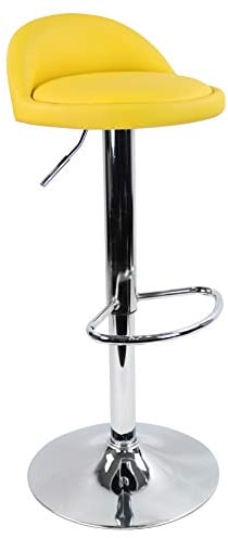 KKTONER Barhocker Tresenhocker höhenverstellbar 60-80cm mit Fußstütze PU Leder Gelb