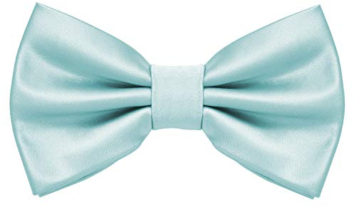 MASADA Herren Fliege Hellblau Seidenlook, stufenlos verstellbar, handgefertigt, Hakenverschluss - 12 x 6 cm 100% Polyester