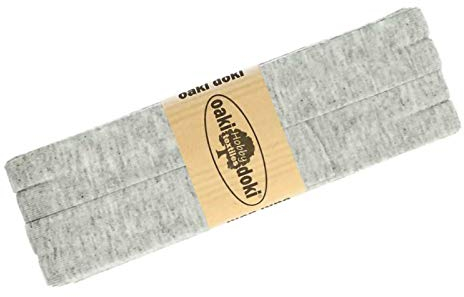 Schrägband Jersey 3m Breite 20mm Oaki Doki Tricot de Luxe Einfassband elastisch über 80 Farben, Farbe:hellgrau meliert