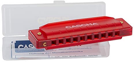 CASCHA HH 2273 Fun Blues Mundharmonika in C-Dur - Diatonische 10-Loch Mundharmonika für Kinder & Erwachsene - modernes halbtransparentes Design - hohe Qualität & lange Lebensdauer - Blues Harp Rot