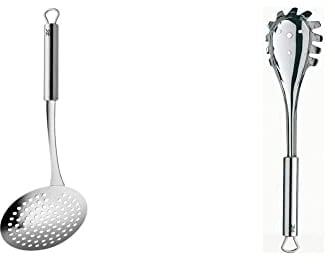 WMF Profi Plus Espumadera, Acero Inoxidable Pulido, 11 Cm + Profi Plus Cuchara para Pasta, Acero Inoxidable Pulido