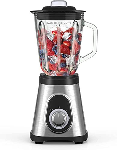 Standmixer Blender 700W, 1.5L Glas Smoothie Mixer Hochleistung mit 2 Geschwindigkeiten und Impuls Funktion, 6 scharfe Edelstahlklingen, 27,000U/Min für Smoothie, Milchshake und Ice Crush