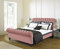 Silverline Beds Official Sleigh bed Scroll bed frame Upholstered chesterfield (Baby Pink Plush, 5ft Kingsize)