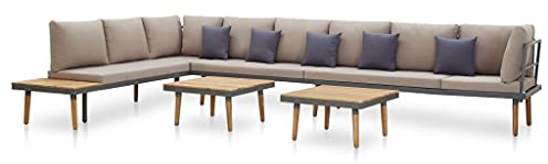 Susany 7-tlg.Garten-Lounge-Set Mit Auflagen,Sofagarnitur Garten-Möbelset Mit 1 Dreisitzer-Sofa,2 Zweisitzer-Sofas,1 Ecksofa,1 Fußstütze,2 Couchtische,10 Rückenkissen,5 Sitzkissen und 5 Kissen