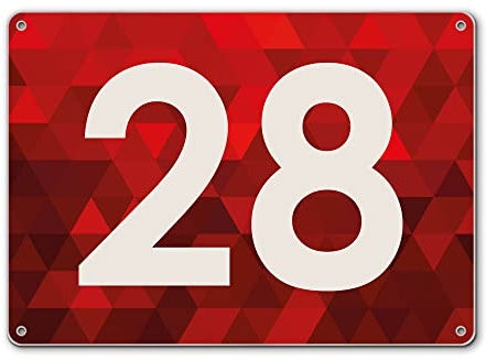 banjado® Hausnummernschild personalisierbar Motiv Dreiecke Rot - Hausschild personalisiert Draußen mit Straßennamen möglich - Hausnummernschild Edelstahl versch. Motive - inkl. Montagematerial