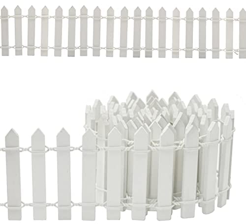 Mini Recinzione per Giardino,100 X 5CM Recinto per Albero di Natale,Mini Staccionata in Legno Recinzione in Miniatura per Decorazione Ornamenti Pianta Vasi Bonsai delle Bambole DIY(bianco)