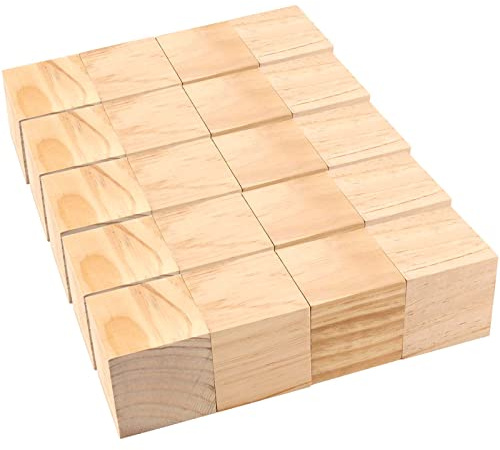 KOHAND 20 Pack Natural Wooden Cubes, 2x2 Inch/5x5cm Unfinished Basswood Carving Square Wood Blocks, Whittling Wood Carving Blocks for Puzzle Making, DIY & Craft Project