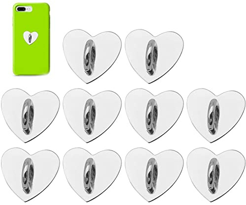 Lipfer 10pcs Cell Phone Finger Ring Adhesive Metal Phone Finger Grip Loop Stand Heart Grip Holder Phone Charm Hook for Diy Hanging Supplies