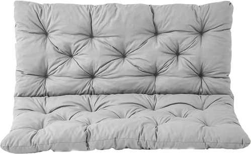 NENIUX Porch Swing Bench Cushions with Backrest, Replacement Cushions Outdoor Swing Seat Cushions 2/3 Seater Bench Pads Furniture Soft Mat with Ties for Patio Garden,120 * 100 * 8cm,Grey