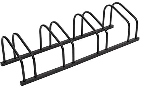 vidaXL Galvanized Steel Bike Rack – Black Floor Stand for 4 Bikes – Spacious, Anti-Theft Design for Homes and Businesses